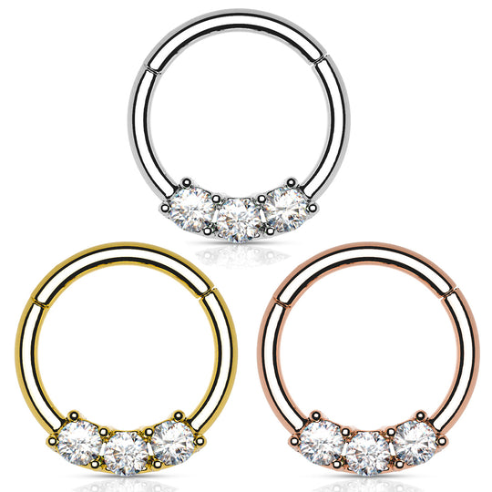 1.2mm Clicker Rengas Triple Zircon