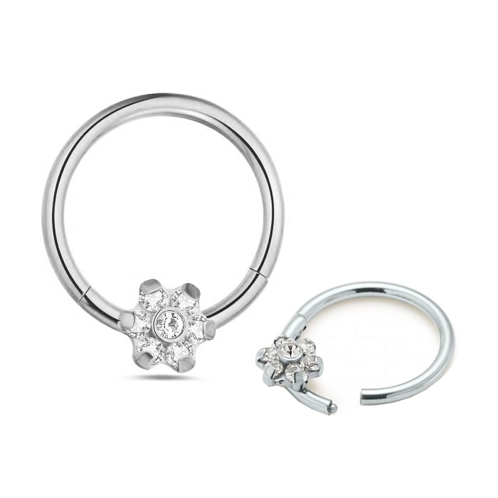 1.2mm Clicker-rengas Zircon Flower