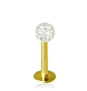 Guldfärgad 1.2mm Labret Crystal Kula 3mm