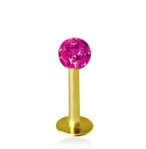 Guldfärgad 1.2mm Labret Crystal Kula 3mm