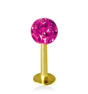 Guldfärgad 1.2mm Labret Crystal Kula 5mm