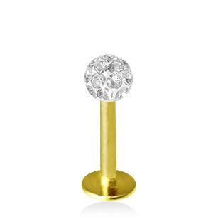 Guldfärgad 1.2mm Labret Crystal Kula 3mm