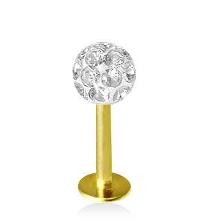 Guldfärgad 1.2mm Labret Crystal Kula 5mm