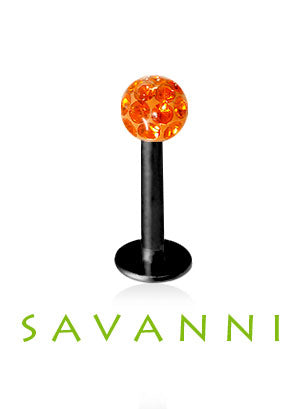 Svart 1.2mm Labret Crystal Kula 3mm