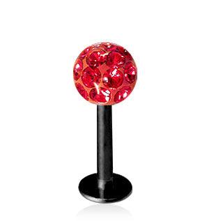 Svart 1.2mm Labret Crystal Kula 5mm
