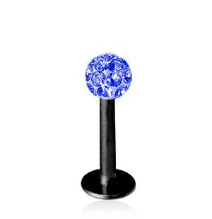 Svart 1.2mm Labret Crystal Kula 3mm