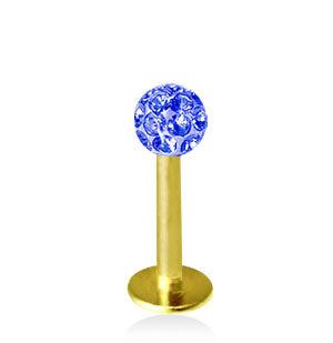 Guldfärgad 1.2mm Labret Crystal Kula 3mm