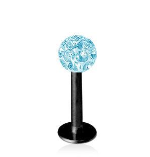Svart 1.2mm Labret Crystal Kula 4mm