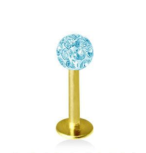 Guldfärgad 1.2mm Labret Crystal Kula 4mm