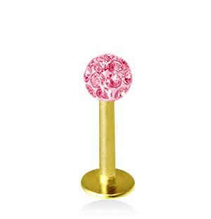 Guldfärgad 1.2mm Labret Crystal Kula 3mm