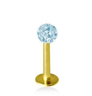 Guldfärgad 1.2mm Labret Crystal Kula 3mm