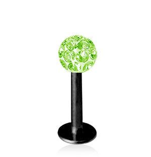 Svart 1.2mm Labret Crystal Kula 4mm