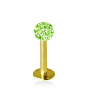 Guldfärgad 1.2mm Labret Crystal Kula 3mm