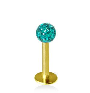 Guldfärgad 1.2mm Labret Crystal Kula 3mm
