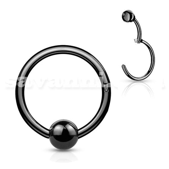 1.2mm Piercingring Clicker Kula Svart
