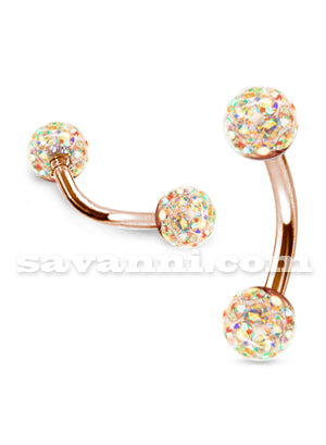 1.2mm Bananabell Piercingsmycke Rose Gold Champagne Crystals