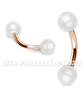 1.2mm Rose Gold Bananabell med Pärlor