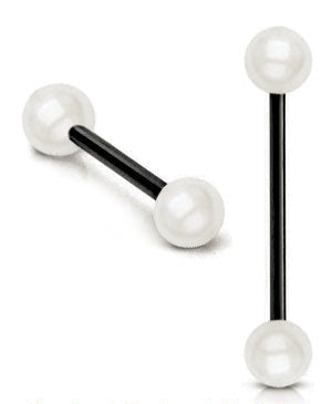 Svart 1.6mm Barbell Piercingsmycke Pärla