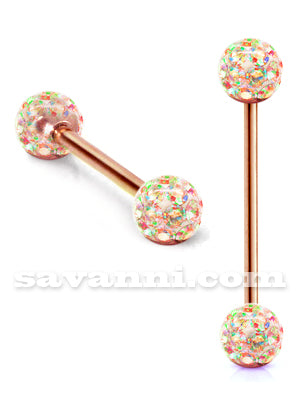 1.6mm Barbell Piercingsmycke Rose Gold Champagne Crystals