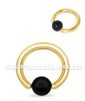 1.6mm Guldfärgad BCR Ring med Svart Kula