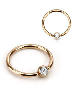 1.2mm BCR Ring Kirurgiskt Stål Rose Gold Strass