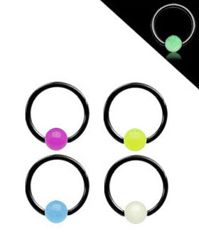1.2mm Svart BCR Ring Lyser I Mörkret