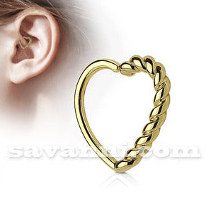 1.2mm Piercingring Hjärta Fläta