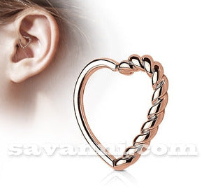 1.2mm Piercingring Hjärta Fläta