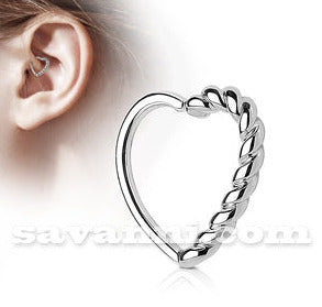 1.2mm Piercingring Hjärta Fläta