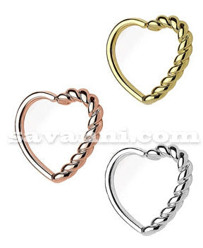 1.2mm Piercingring Hjärta Fläta