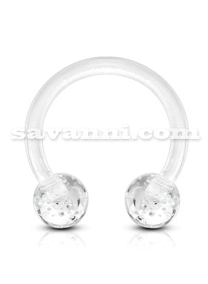 1.2mm Hästskobarbell Piercingsmycke Bioflex Glitter
