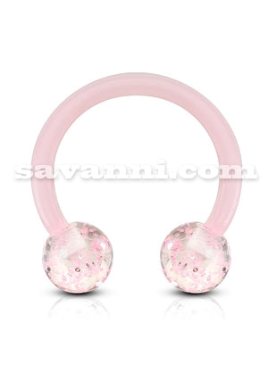 1.2mm Hästskobarbell Piercingsmycke Bioflex Glitter