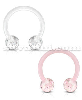 1.2mm Hästskobarbell Piercingsmycke Bioflex Glitter