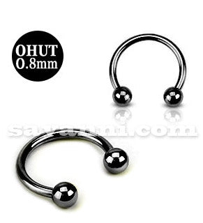 0.8mm Svart Tunt Hästskobarbell Piercingsmycke