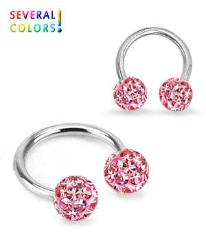 Circular barbell crystal balls