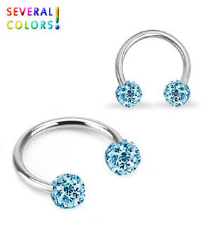 1.2mm Hästskobarbell Crystal Kulor 4mm