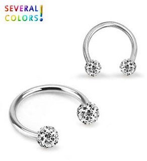 1.2mm Hästskobarbell Crystal Kulor 3mm