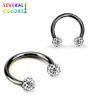1.2mm Svart Hästskobarbell Crystal Kulor 3mm