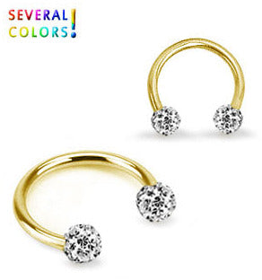 1.2mm Guldfärgad Hästskobarbell Crystal Kulor 3mm