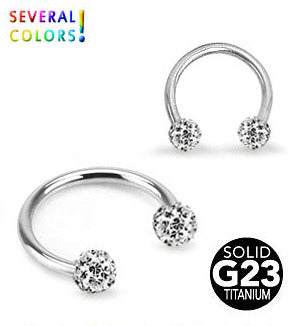 1.2mm Hästskobarbell Titan Crystal Kulor 3mm