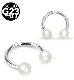 1.2mm Hästskobarbell Titan Pärla
