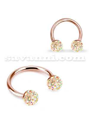 1.6mm Hästskobarbell Piercingsmycke Rose Gold Champagne Crystals
