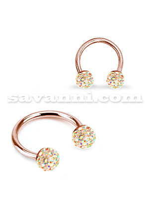 1.2mm Hästskobarbell Piercingsmycke Rose Gold Champagne Crystals