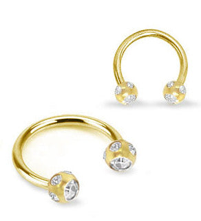 1.2mm Guldfärgad Hästskobarbell "Tiffany Cut"