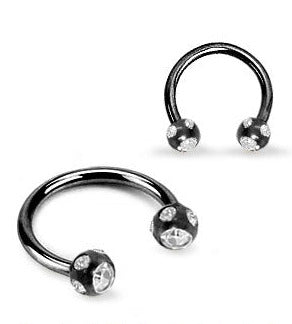 1.2mm Svart Hästskobarbell "Tiffany Cut"