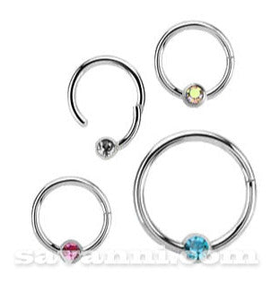 1.2mm Piercingring Clicker Kula Strass