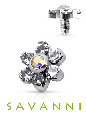 Dermal Anchor Disk av Kirurgiskt Stål med Blomma & Strass