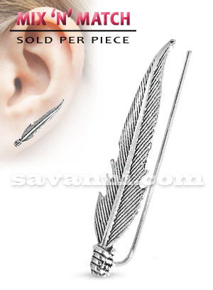 Klättrande Örhänge Silverfjäder