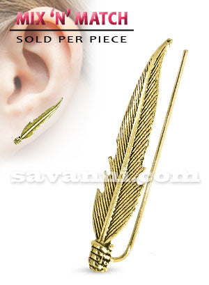 Klättrande Örhänge Silverfjäder