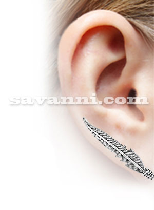 Klättrande Örhänge Silverfjäder